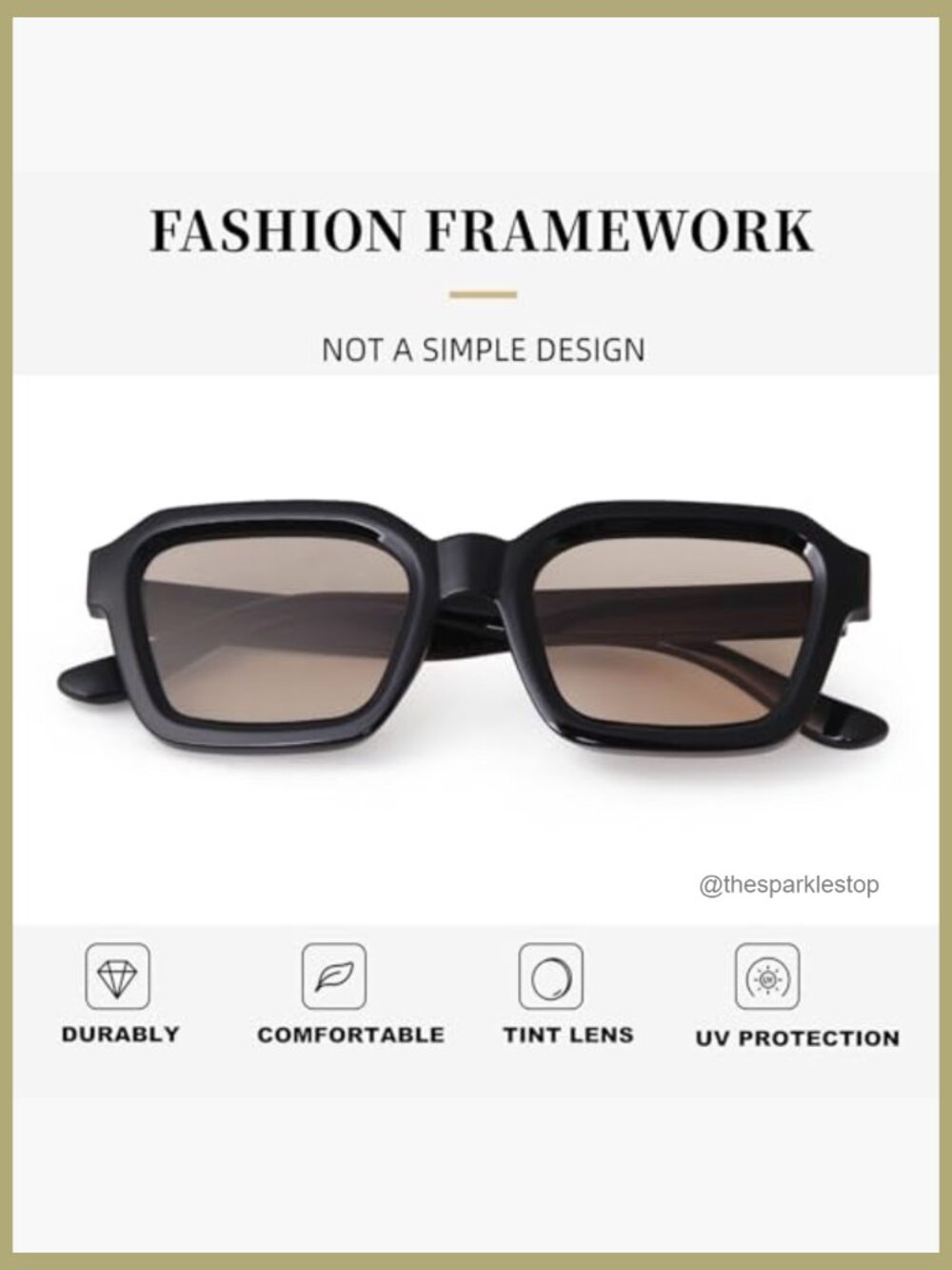 Unisex Designer Inspired Square Sunglasses UV400 Protection - Picture 4 of 5